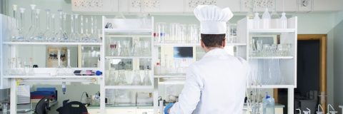 Lab tech with a chef's hat on