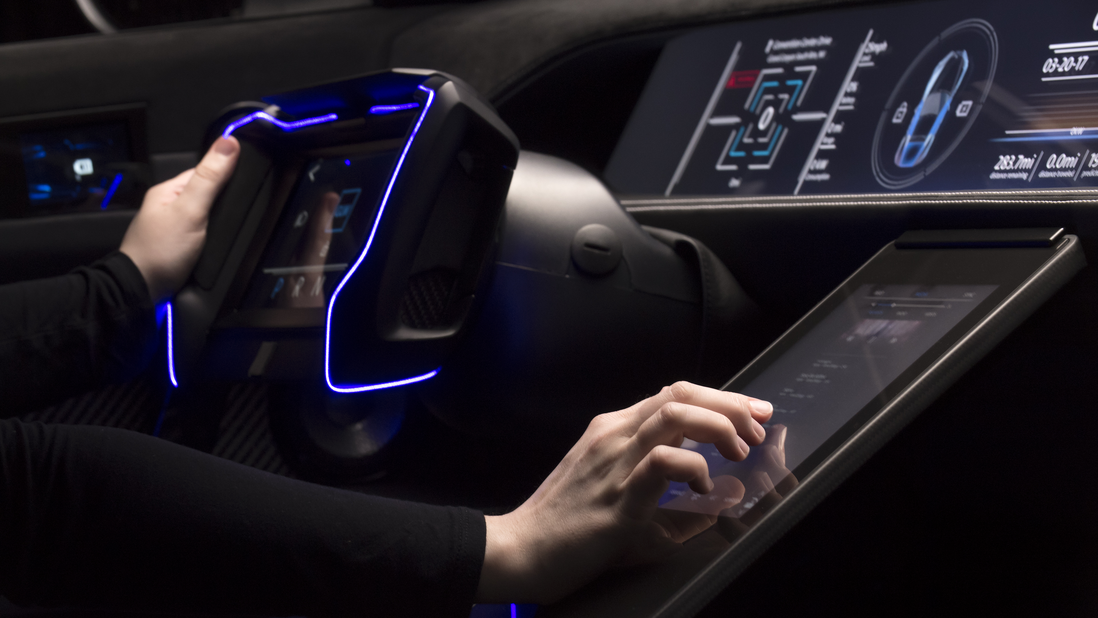 A concept car features a Gorilla Glass interior console.